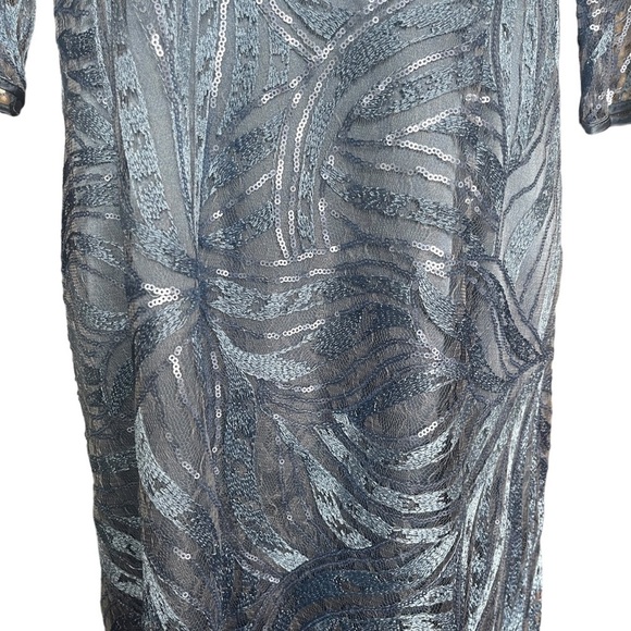 Tahari ASL Periwinkle Blue Sequin Lace Overlay Cocktail Dress Women's 16 - Picture 12 of 14